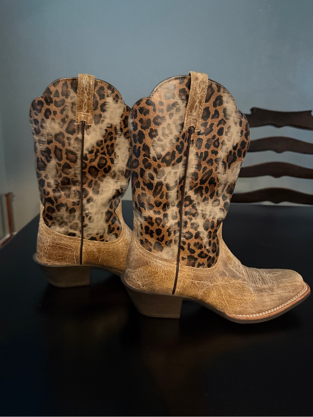 Ariat Leopard Print Western Heeled Boots - Brown/Tan